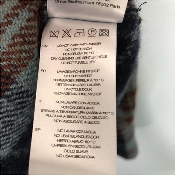 IRO Paris Gabyn Flannel Jacket Plaid Blue Brown Wool EU 32 - Picture 4 of 5